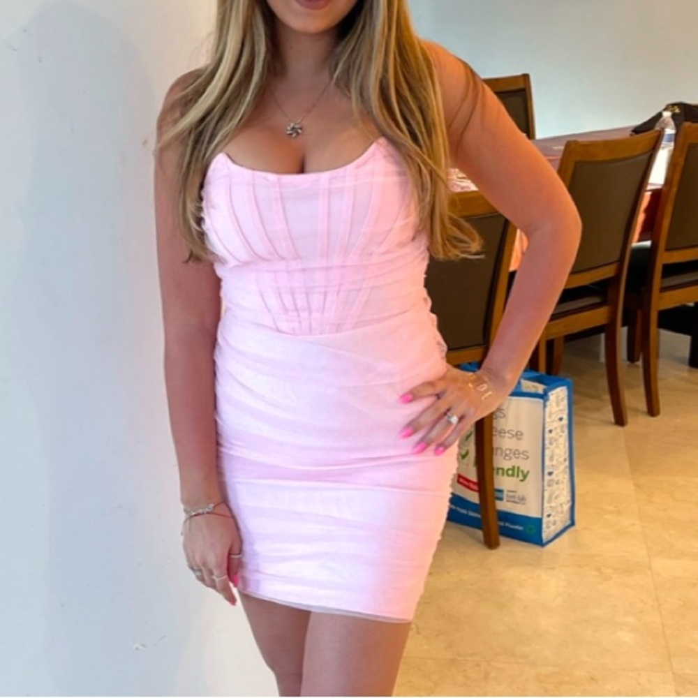 Missguided Pink Bodycon Sundress with Flutter Sleeves for Night Out